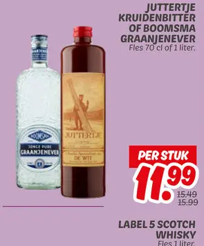 Aanbieding: Juttertje kruidenbitter of BOOMSMA graanjenever