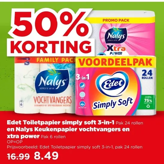 Aanbieding: Toiletpapier simply soft 3-in-1 en Keukenpapier vochtvangers en xtra power