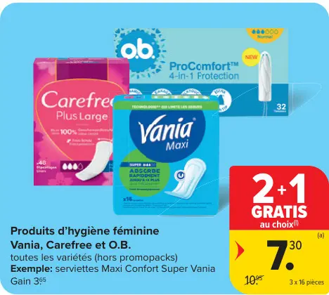 Offre: Produits d'hygiène féminine