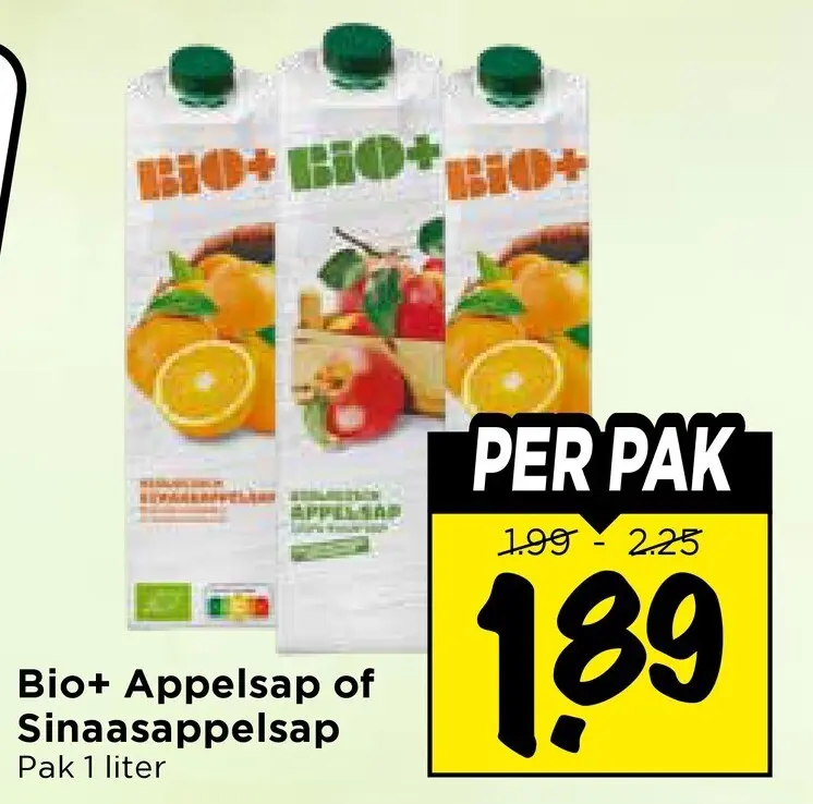 Aanbieding: Bio+ Appelsap of Sinaasappelsap
