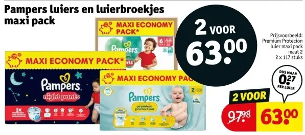 Aanbieding: Pampers luiers en luierbroekjes maxi pack