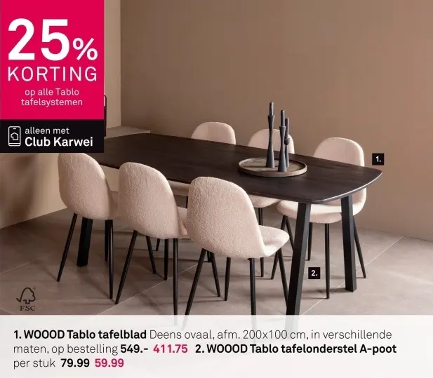Aanbieding: Tablo tafelblad of Tablo tafelonderstel A-poot