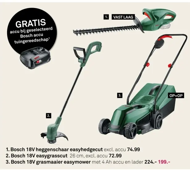 Aanbieding: Heggenschaar easyhedgecut, easygrasscut of grasmaaier easymower