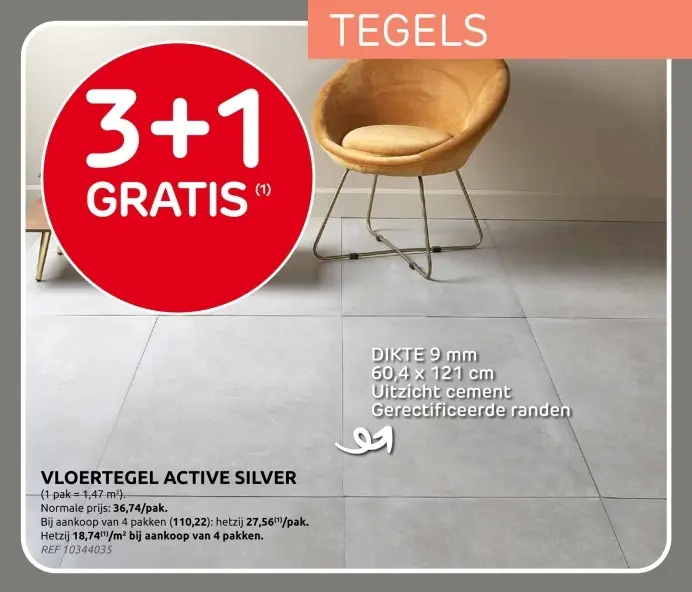 Promotie: Vloertegel active silver
