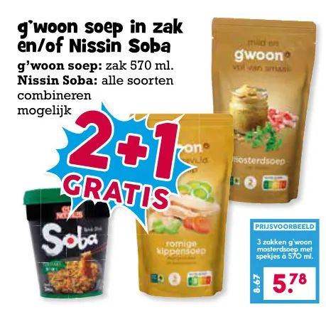 Aanbieding: Soep in zak en/of Nissin Soba
