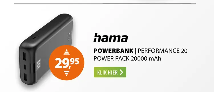 Aanbieding: Hama Performance 20 Power Pack 20.000 mAh Antraciet