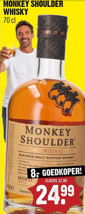 Aanbieding: Monkey Shoulder Blended Malt Whisky 70 cl