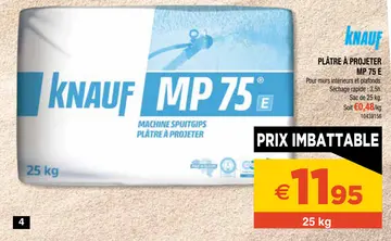 Offre: Plâtre à projeter MP 75 E
