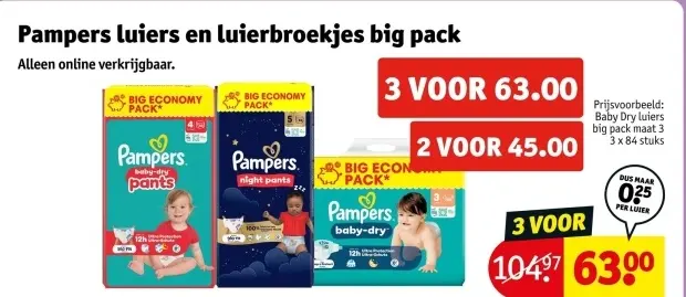 Aanbieding: Pampers luiers en luierbroekjes big pack