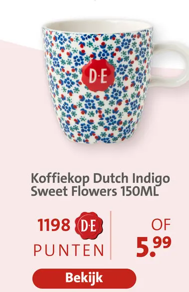 Aanbieding: Koffiekop Dutch Indigo Sweet Flowers
