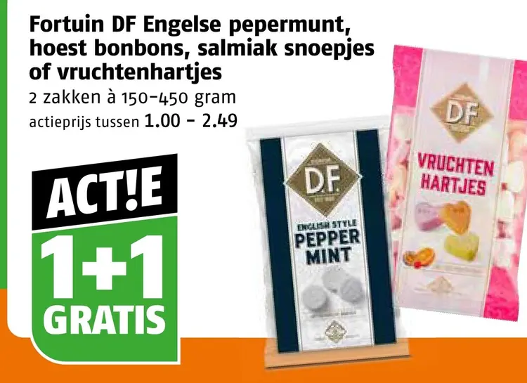 Aanbieding: Engelse pepermunt, hoest bonbons, salmiak snoepjes of vruchtenhartjes