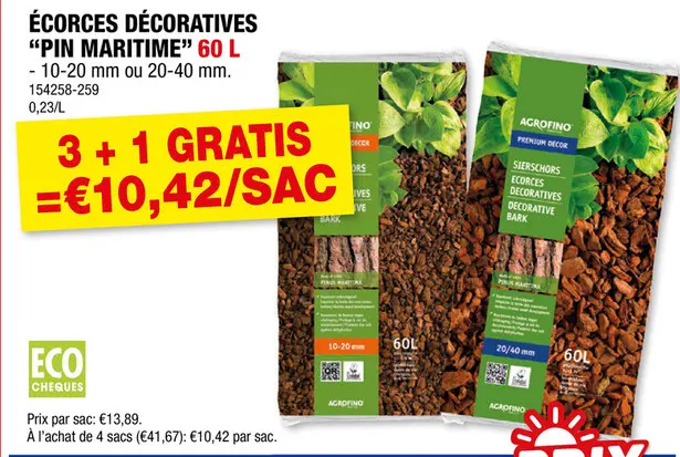 Offre: Premium Decor écorces décoratives 10-20 mm 60l pinus maritima