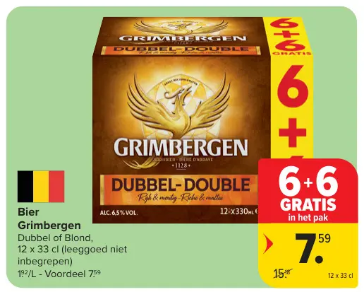 Promotie: Bier Grimbergen Dubbel of Blond