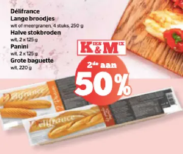 Aanbieding: Délifrance Lange broodjes, halve stokbroden, Panini, Grote baguette