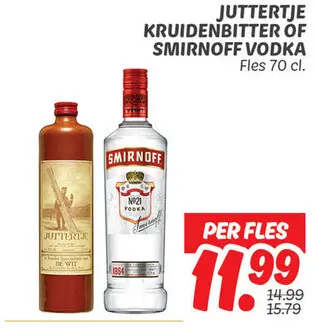 Aanbieding: Juttertje Kruidenbitter of Smirnoff Vodka
