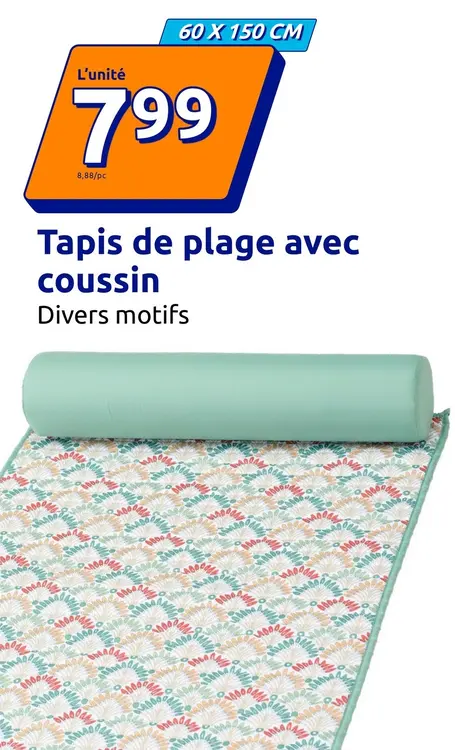 Offre: Tapis de plage avec coussin