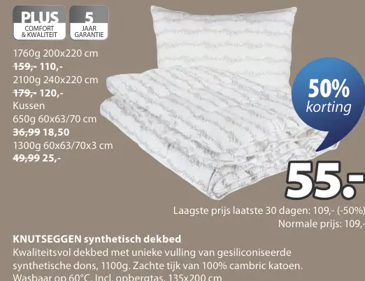 Promotie: KNUTSEGGEN synthetisch dekbed