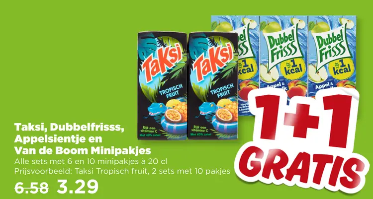 Aanbieding: Taksi, Dubbelfrisss, Appelsientje en Van de Boom minipakjes