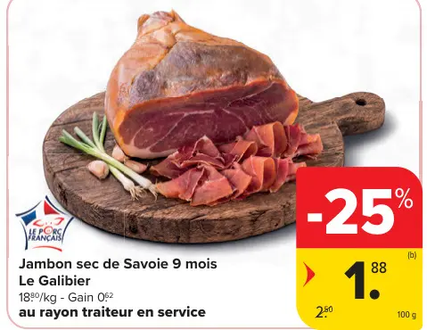 Offre: Jambon sec de Savoie 9 mois