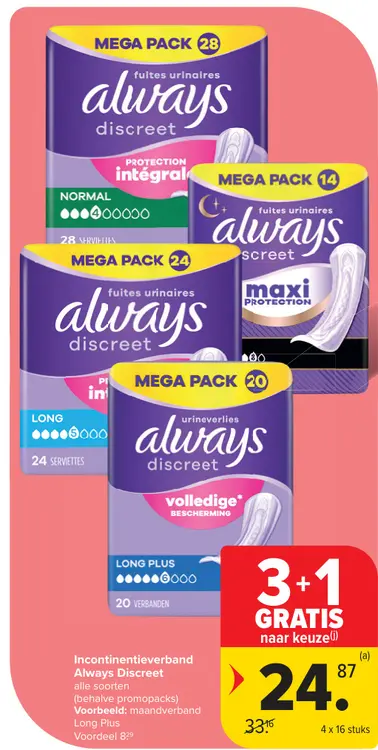 Promotie: Incontinentieverband Always Discreet