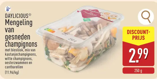 Promotie: Mengeling van gesneden champignons