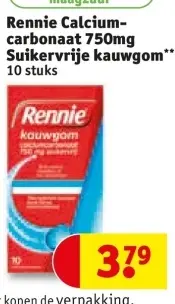 Aanbieding: Rennie Calcium-carbonaat Suikervrije kauwgom