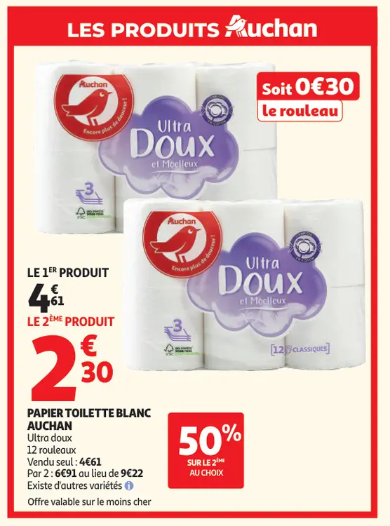 Offre: Papier toilette blanc