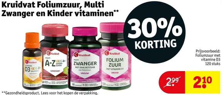 Aanbieding: Foliumzuur, Multi Zwanger en Kinder vitaminen