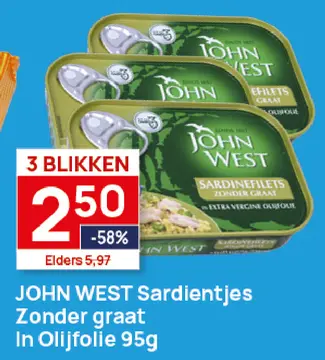 Aanbieding: JOHN WEST Sardientjes Zonder graat