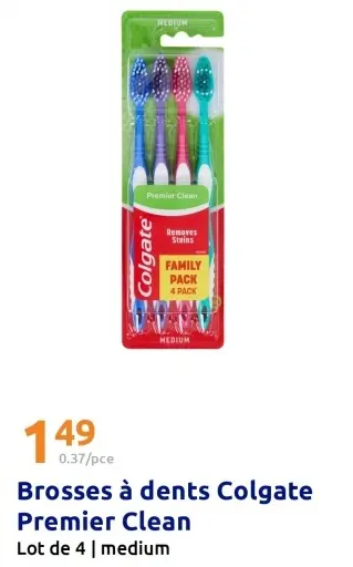 Offre: Brosses à dents Colgate Premier Clean