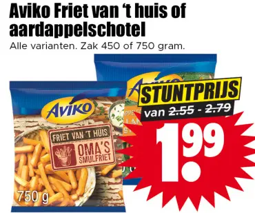 Aanbieding: Aviko Friet van 't huis of aardappelschotel