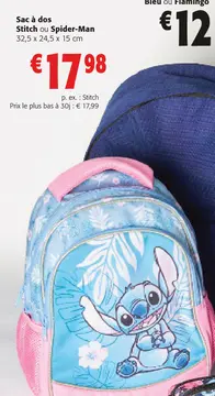 Offre: Sac à dos Stitch ou Spider-Man