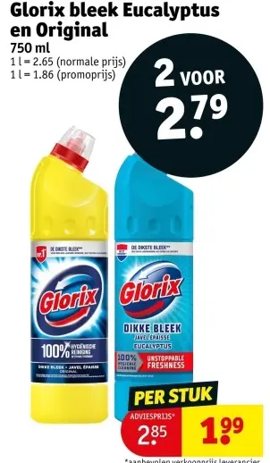 Promotie: Glorix bleek Eucalyptus en Original