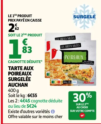 Promotie: Tarte aux poireaux surgelée