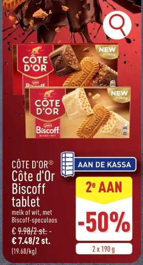 Promotie: Côte d'Or Biscoff tablet