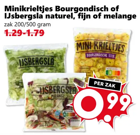 Aanbieding: Minikrieltjes Bourgondisch of IJsbergsla natu