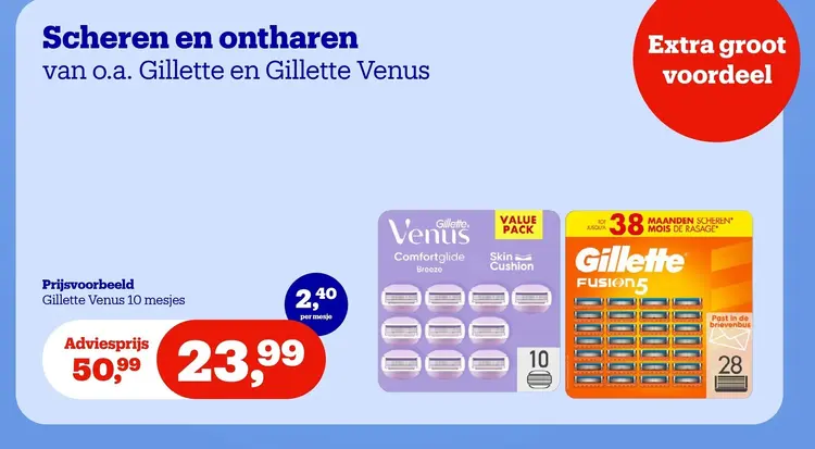 Aanbieding: Scheren en ontharen van o.a. Gillette en Gillette Venus