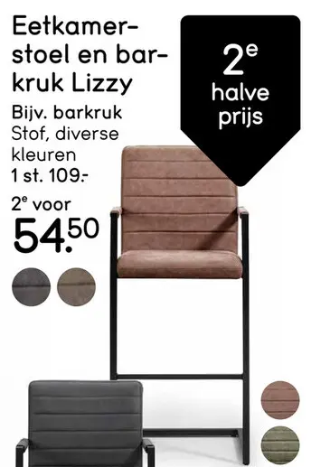 Aanbieding: Eetkamerstoel en barkruk Lizzy