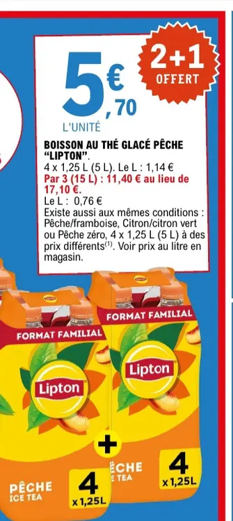 Offre: Boisson au thé glacé pêche