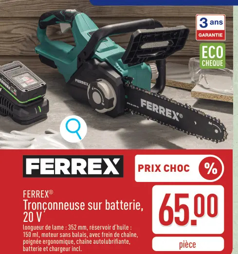 Offre: Tronçonneuse sur batterie, 20 V