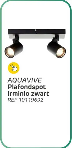 Promotie: Aquavive plafondspot irminio zwart 2xgu10 5w