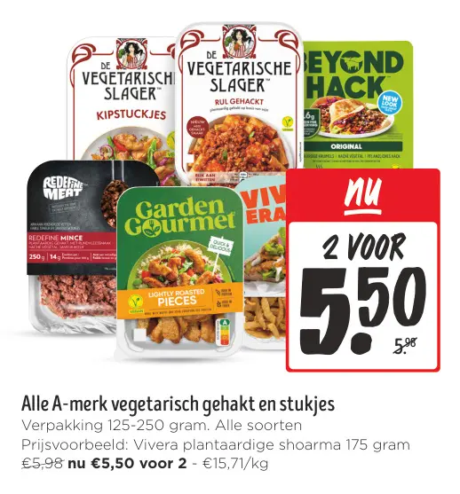 Aanbieding: Alle A-merk vegetarisch gehakt en stukjes