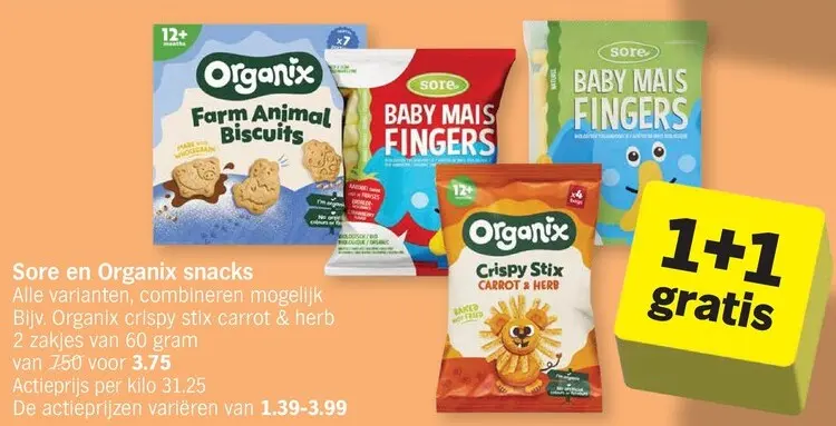 Promotie: Sore en Organix snacks
