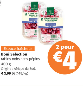 Offre: Boni Selection raisins noirs sans pépins