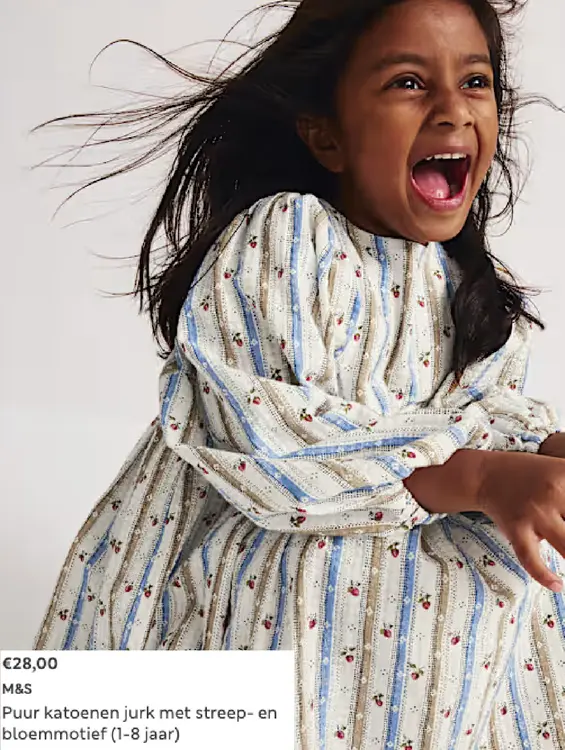 Promotie: Puur katoenen jurk met streep- en bloemmotief