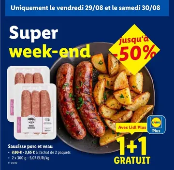 Offre: Saucisse porc et veau