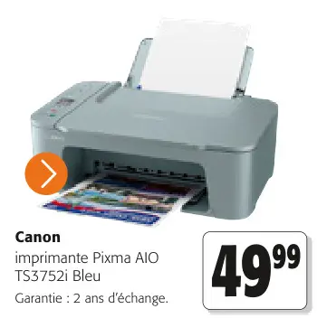 Offre: imprimante Pixma AIO TS3752i Bleu