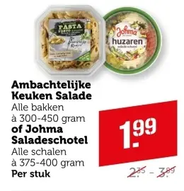 Aanbieding: Ambachtelijke Keuken Salade of Johma Saladeschotel