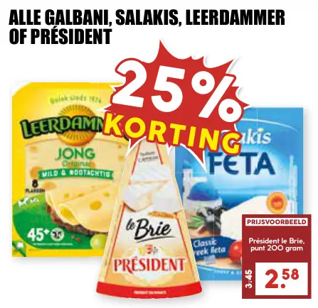Aanbieding: Galbani, Salakis, Leerdammer of Président