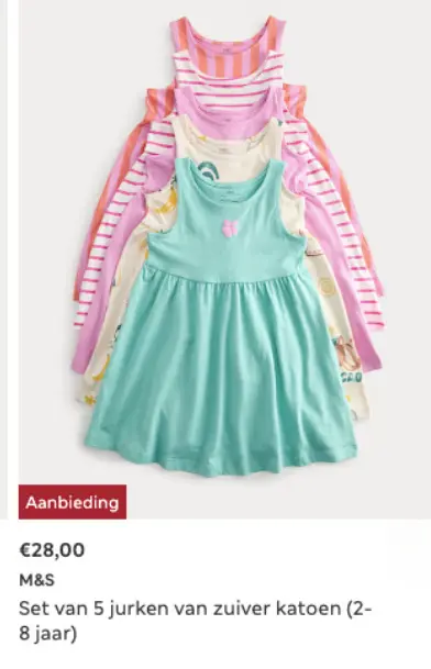 Aanbieding: Set van 5 jurken van zuiver katoen